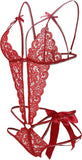Women'S Deep V Lace Teddy One Piece Lingerie Cutout Strappy Lingerie