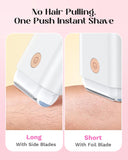 Electric Shaver for Women, Bikini Trimmer for Women for Legs Underarm Private Area Public Hairs, Electric Razor USB Rechargeable Womens Shaver Cordless with Detachable Head & 2 Leds (White)