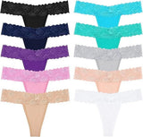 Sexy Lace Thongs for Women Thong Underwear Women Lace T-Back Panties Women Underwear Cotton Thongs Cheeky,10 Pack