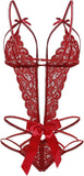 Women'S Deep V Lace Teddy One Piece Lingerie Cutout Strappy Lingerie