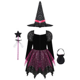 Halloween Cosplay Party Girls Costumes Witch Dress Bag Hat Wand Suit Devil Ghost Carnival Party Stage Performance Clothes