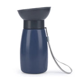 Portable Dog Water Bottle 600mL, Squeeze Pet Travel Cup with Wide Rigid Bowl, Drain Back Lock for Outdoor Walking Trips Use