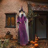 Halloween Decorations Props Life Size Animatronic Witch Sound Activated Screaming Glowing Eyes for Haunted House Party Supplies