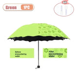 Portable Creative Water Flowering  Umbrella Manual  Black Coating UV Protection Sun Rain Dual Use Folding Parasol