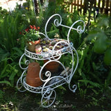 Portable Iron Garden Cart Mobile Plant Stand for Pots and Decor Balcony  Flower Holder Stylish Rolling Storage Rack for Outdoor