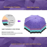 Portable Creative Water Flowering  Umbrella Manual  Black Coating UV Protection Sun Rain Dual Use Folding Parasol