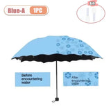 Portable Creative Water Flowering  Umbrella Manual  Black Coating UV Protection Sun Rain Dual Use Folding Parasol