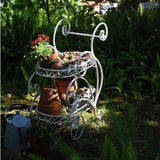 Portable Iron Garden Cart Mobile Plant Stand for Pots and Decor Balcony  Flower Holder Stylish Rolling Storage Rack for Outdoor