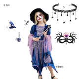 Halloween Cosplay Party Girls Costumes Witch Dress Bag Hat Wand Suit Devil Ghost Carnival Party Stage Performance Clothes