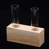 portableTest Tube Glass Propagation Vase Hydroponic Station with Wooden Stand for Herb  Home Decor