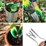 2 In 1 Portable Seedling Transplanter Hand Held Coated Dibber Widger Garden Tool Planting Weeding Soil Loosening Bulb