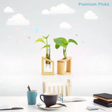 portableTest Tube Glass Propagation Vase Hydroponic Station with Wooden Stand for Herb  Home Decor