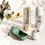 2-in-1 Portable Pet Water Bottle with Food Container - Foldable Travel Dispenser for Dogs & Cats Leakproof Outdoor Hydration