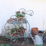 Portable Iron Garden Cart Mobile Plant Stand for Pots and Decor Balcony  Flower Holder Stylish Rolling Storage Rack for Outdoor