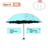 Portable Creative Water Flowering  Umbrella Manual  Black Coating UV Protection Sun Rain Dual Use Folding Parasol