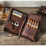 Portable Cigar Storage Bag with Multiple Compartments, Travel Organizer for Cigars and Accessories, Compact and Durable Case