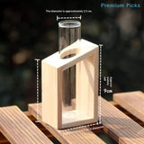 portableTest Tube Glass Propagation Vase Hydroponic Station with Wooden Stand for Herb  Home Decor