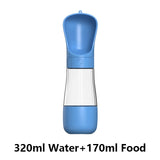 2-in-1 Portable Pet Water Bottle with Food Container - Foldable Travel Dispenser for Dogs & Cats Leakproof Outdoor Hydration