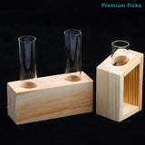 portableTest Tube Glass Propagation Vase Hydroponic Station with Wooden Stand for Herb  Home Decor
