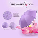 Portable Creative Water Flowering  Umbrella Manual  Black Coating UV Protection Sun Rain Dual Use Folding Parasol
