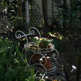 Portable Iron Garden Cart Mobile Plant Stand for Pots and Decor Balcony  Flower Holder Stylish Rolling Storage Rack for Outdoor