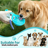 Portable spherical water bottle for pets; features a transparent, drop-resistant design with a lanyard; sealed and leak-proof.