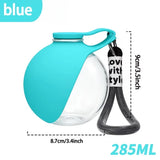 Portable spherical water bottle for pets; features a transparent, drop-resistant design with a lanyard; sealed and leak-proof.