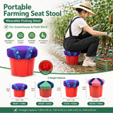 Portable Farming Stool with Adjustable Straps, Breathable Padded Seat and Reinforced PP Base for Greenhouse Picking Harvest Work
