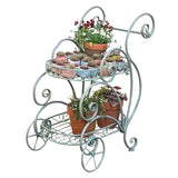 Portable Iron Garden Cart Mobile Plant Stand for Pots and Decor Balcony  Flower Holder Stylish Rolling Storage Rack for Outdoor