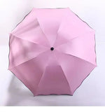 Portable Creative Water Flowering  Umbrella Manual  Black Coating UV Protection Sun Rain Dual Use Folding Parasol