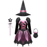Halloween Cosplay Party Girls Costumes Witch Dress Bag Hat Wand Suit Devil Ghost Carnival Party Stage Performance Clothes
