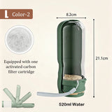 2-in-1 Portable Pet Water Bottle with Food Container - Foldable Travel Dispenser for Dogs & Cats Leakproof Outdoor Hydration