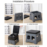 Portable Camping Toilet with Lid Portable Folding Toilet Multifunctional Foldable Outdoor Camp Toilet for Adults
