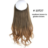 12‘’ 14" 16" 18" Wave Halo Hair Extensions Invisible Ombre Bayalage Synthetic Natural Flip Hidden Secret Wire Crown Grey Pink - Presidential Brand (R)
