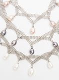 Grace Pearl and Silver Mesh Princess Necklace - Presidential Brand (R)