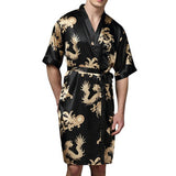 Robe Mens Plus Size Retro Luxury Stain Japanese Kimono Chinese Dragon Ice Silk Sleepwear - Presidential Brand (R)