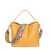 Womens Vegan Leather Bucket Bag With Wide Shoulder Strap - Presidential Brand (R)
