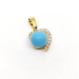 1-2462-h1 Gold Overlay Heart and Colored Pearl with CZ Accent Pendant. - Presidential Brand (R)