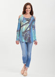 Abstract Blue (15035) ~ Cold Shoulder Tunic - Presidential Brand (R)
