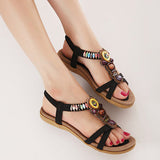 Sandals Beach Peep Toe Summer Leisure Chic Shoes Casual Flat - Presidential Brand (R)