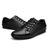Mens Lace Up Fashion Black Flats - Presidential Brand (R)