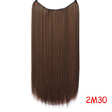 Allaosify 24" Invisible Wire No Clips In Hair Extensions Secret Fish Line Hairpieces Synthetic Straight Wavy Hair Extensions - Presidential Brand (R)