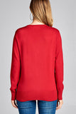 Ladies fashion long sleeve v-neck classic sweater cardigan - Presidential Brand (R)