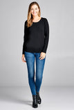 Ladies fashion long sleeve crew neck classic sweater - Presidential Brand (R)