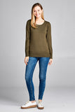 Ladies fashion long sleeve crew neck classic sweater - Presidential Brand (R)
