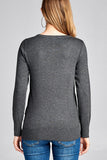 Ladies fashion long sleeve crew neck classic sweater - Presidential Brand (R)
