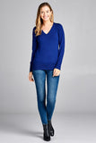 Ladies fashion long sleeve v-neck classic sweater - Presidential Brand (R)