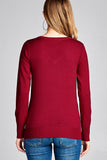 Ladies fashion long sleeve v-neck classic sweater - Presidential Brand (R)