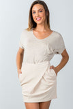 Ladies fashion beige button closure front skirt with side pockets - Presidential Brand (R)