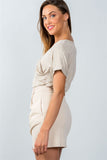Ladies fashion beige button closure front skirt with side pockets - Presidential Brand (R)